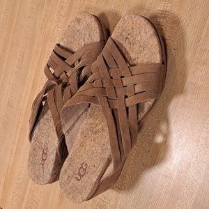 UGG Tan Woven Cork Sandals